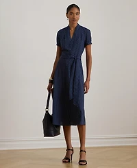 Lauren Ralph Women's Polka-Dot Belted Dress