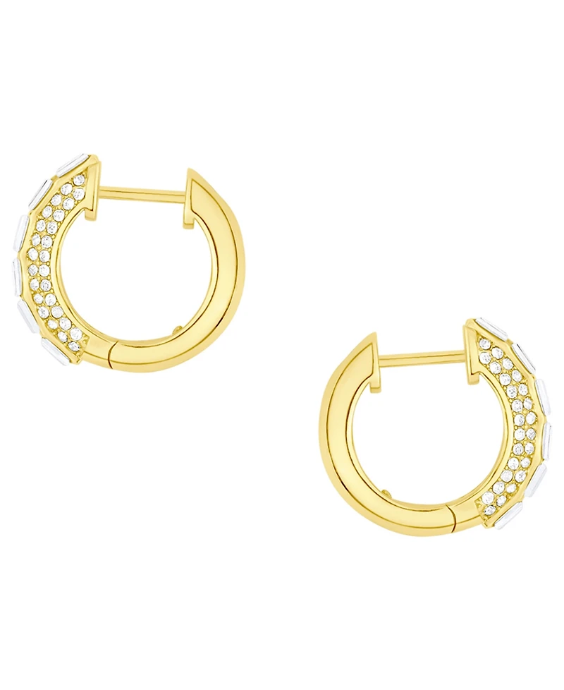 And Now This Crystal Pave 18k Gold Plated Brass Hoop Earrings, Macy's Exclusive