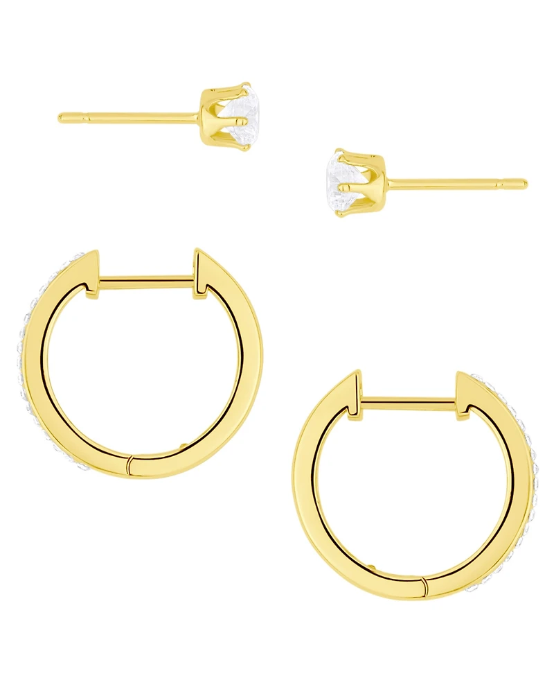 And Now This 2-Pc. Cubic Zirconia 18k Gold-Plated Hoop and Stud Earrings Set, Macy's Exclusive