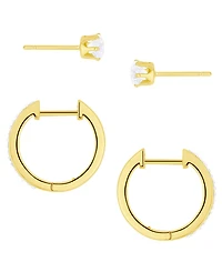 And Now This 2-Pc. Cubic Zirconia 18k Gold-Plated Hoop and Stud Earrings Set, Macy's Exclusive