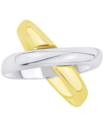 and Now This Two-Tone Silver-Plated 18k Gold-Plated Brass X Ring, Macy's Exclusive