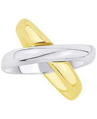 and Now This Two-Tone Silver-Plated 18k Gold-Plated Brass X Ring, Macy's Exclusive