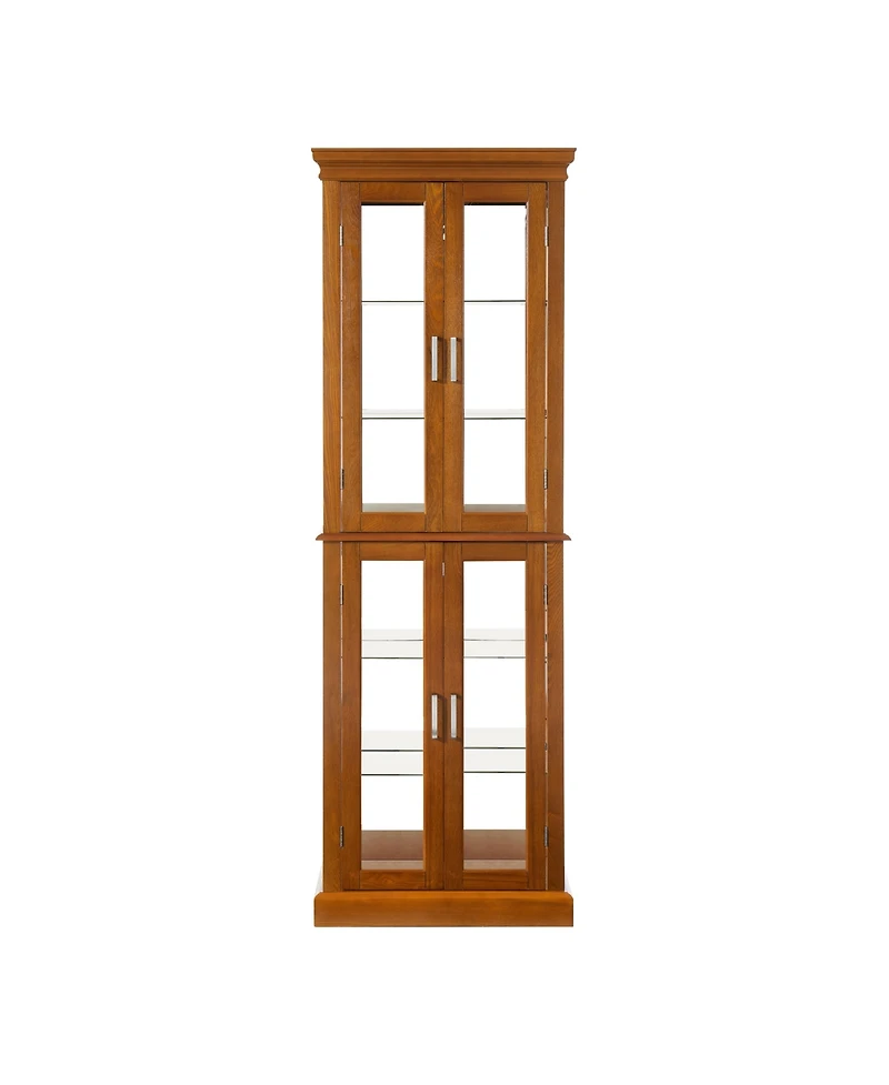 Lovmor Transitional Display Cabinet with Adjustable Shelves Internal Lighting and Mirrored Back Panel