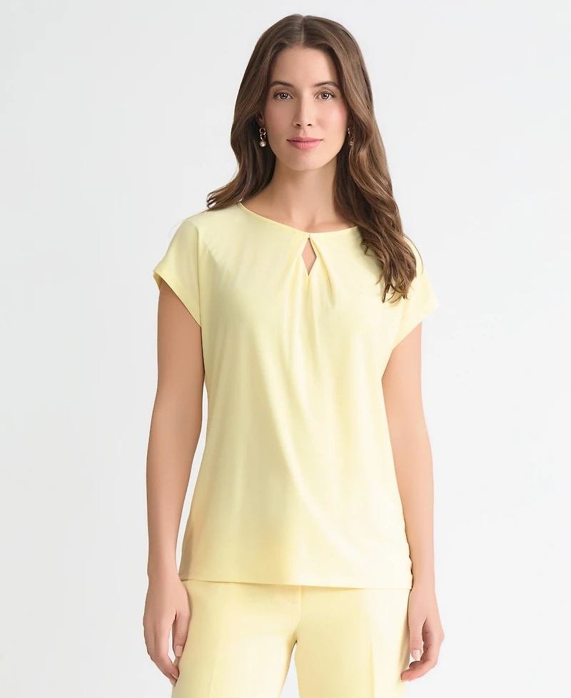 Kasper Women's Diamond-Neck Short-Sleeve Blouse, Regular & Petite