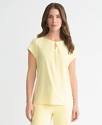 Kasper Women's Diamond-Neck Short-Sleeve Blouse, Regular & Petite