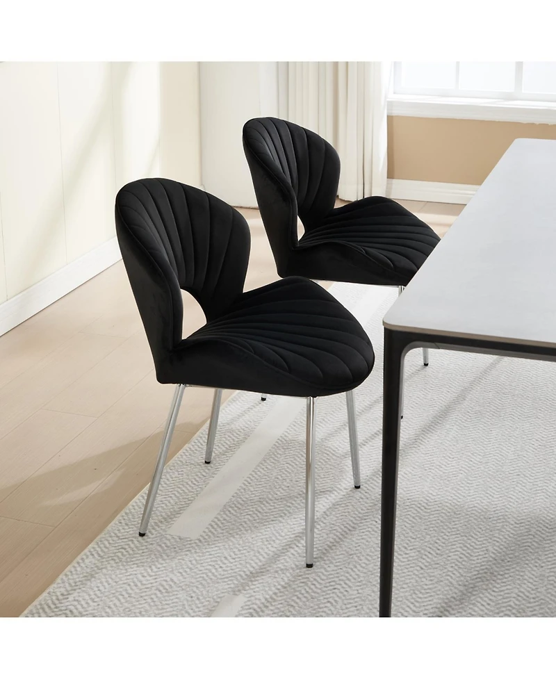 Streamdale Furniture Modern Design Chair, Velvet, Set of 2