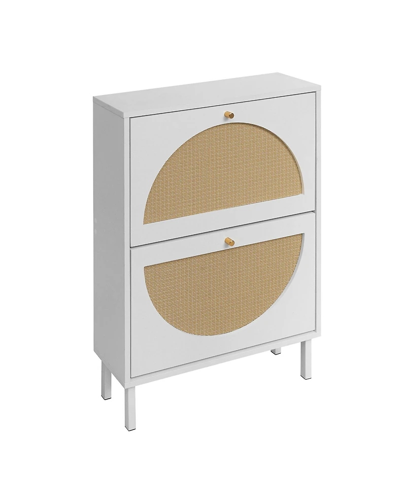 Streamdale Furniture Streamdale 2 Door Shoe Rack, Rattan, Double Layer, Suitable for Living Room, Hallway
