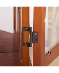 Streamdale Furniture Lighted Oak Curio Cabinet with Tempered Glass Doors & Shelves