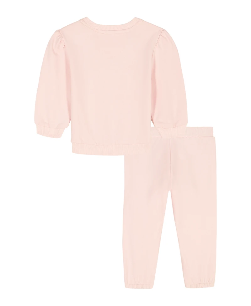 Calvin Klein Baby Girls' Crewneck Top and Jogger Pants, 2-Piece Set