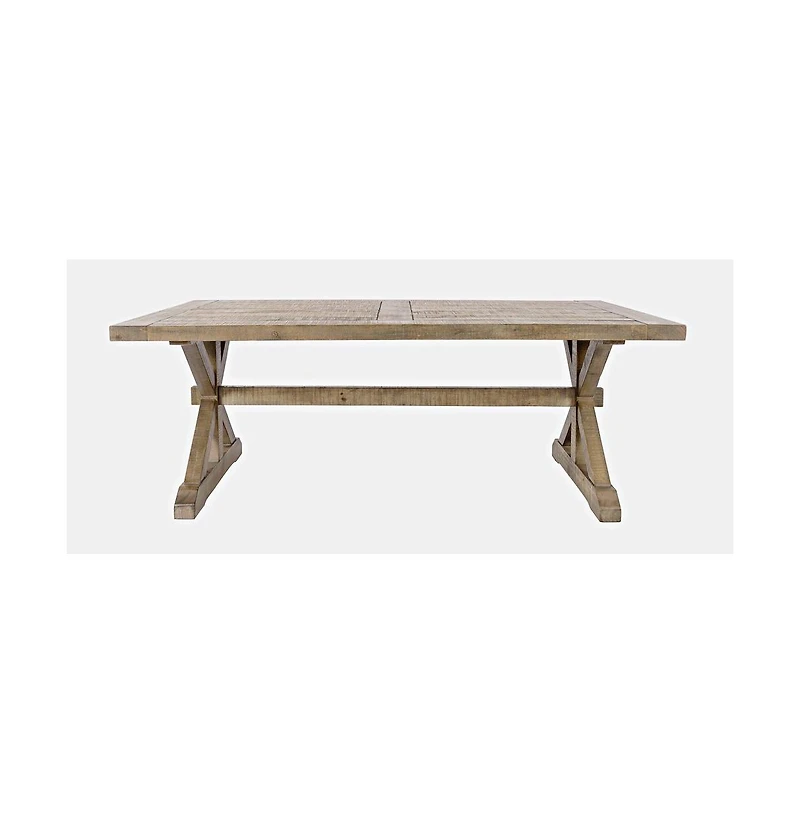 Jofran Carlyle Crossing Modern Rustic Distressed Solid Wood Coffee Table with Trestle