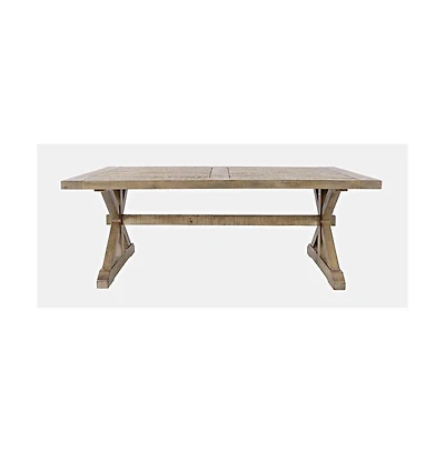 Jofran Carlyle Crossing Modern Rustic Distressed Solid Wood Coffee Table with Trestle