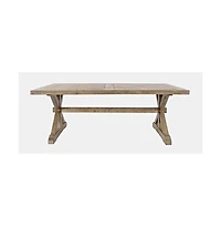Jofran Carlyle Crossing Modern Rustic Distressed Solid Wood Coffee Table with Trestle