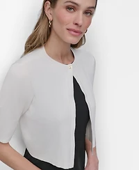 Dkny Women's Cropped Elbow Sleeve Snap Front Shrug