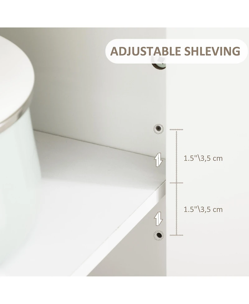 Homcom 36" Mobile Kitchen Island Serving Cart w/ Cabinet & 2 Towel Racks