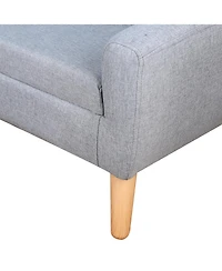 Qaba Cozy Children Sofa Couch Sturdy Wood 2 Seat Armrest Chair Kids Grey