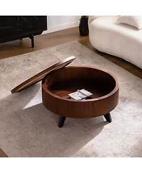 Streamdale Furniture Round Coffee Table with Hidden Storage & Removable Top