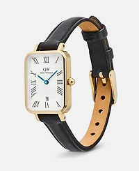 Daniel Wellington Women's Date Black Leather Watch 26, mm