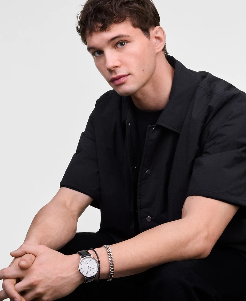 Daniel Wellington Men's Analog Black Leather Watch