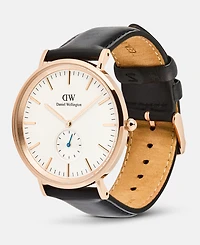 Daniel Wellington Men's Analog Black Leather Watch, 40mm