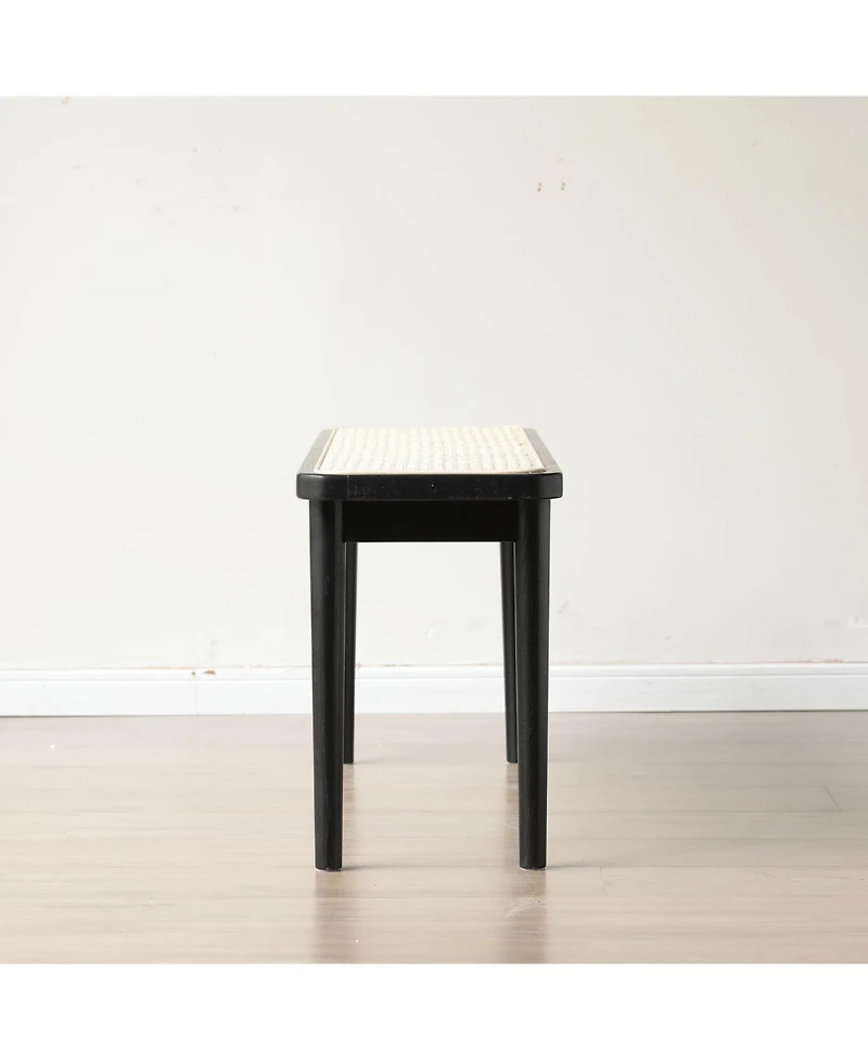 Streamdale Furniture Modern Oak Wood Dining with Rattan Detail Bench