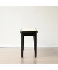 Streamdale Furniture Modern Oak Wood Dining with Rattan Detail Bench