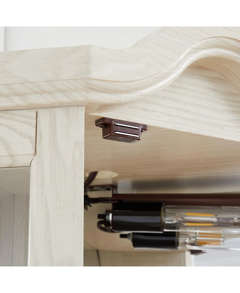 Streamdale Furniture Streamdale Lighted Corner Curio Cabinet with Glass Doors & Shelves - White