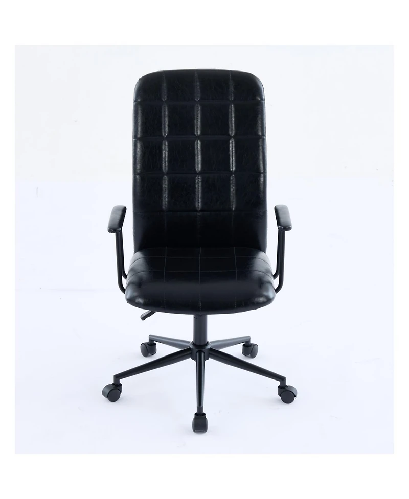 Streamdale Furniture Antique Pu Leather Office Chair with High Backrest & Swivel