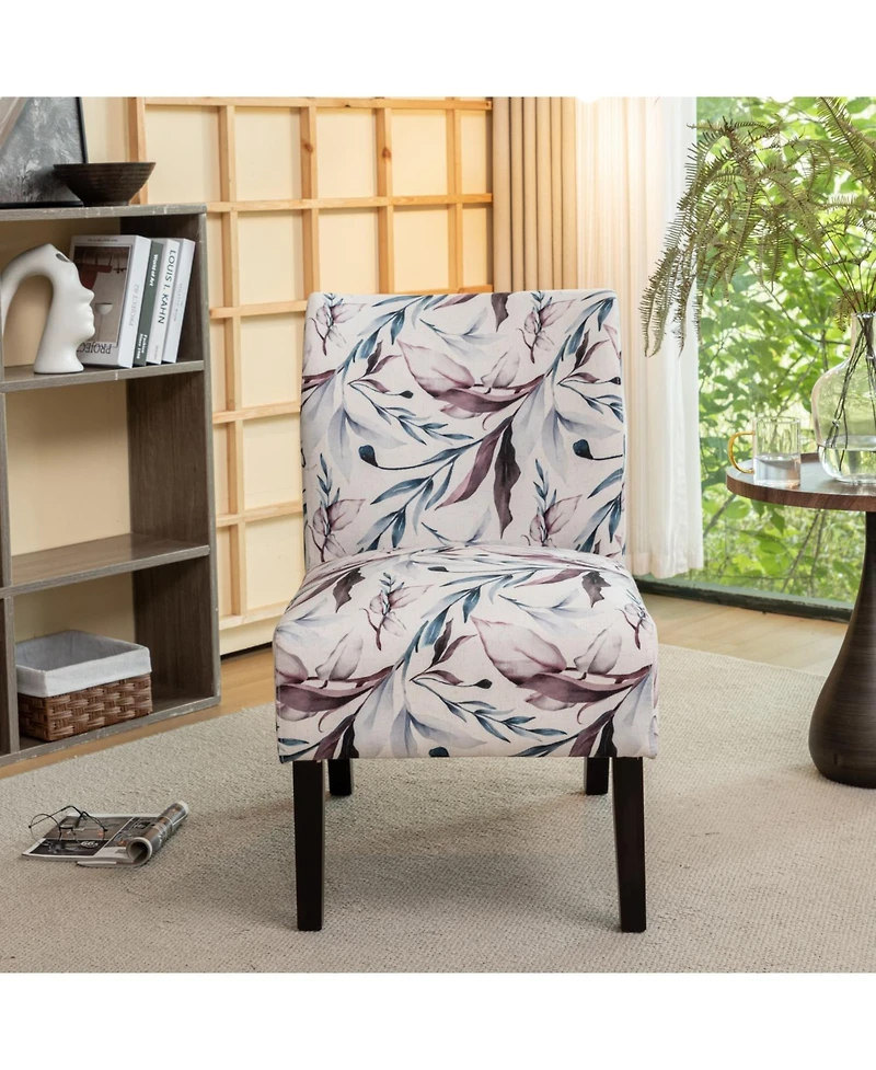 Streamdale Furniture Capa Print Fabric Armless Contemporary Chair, Purple Floral