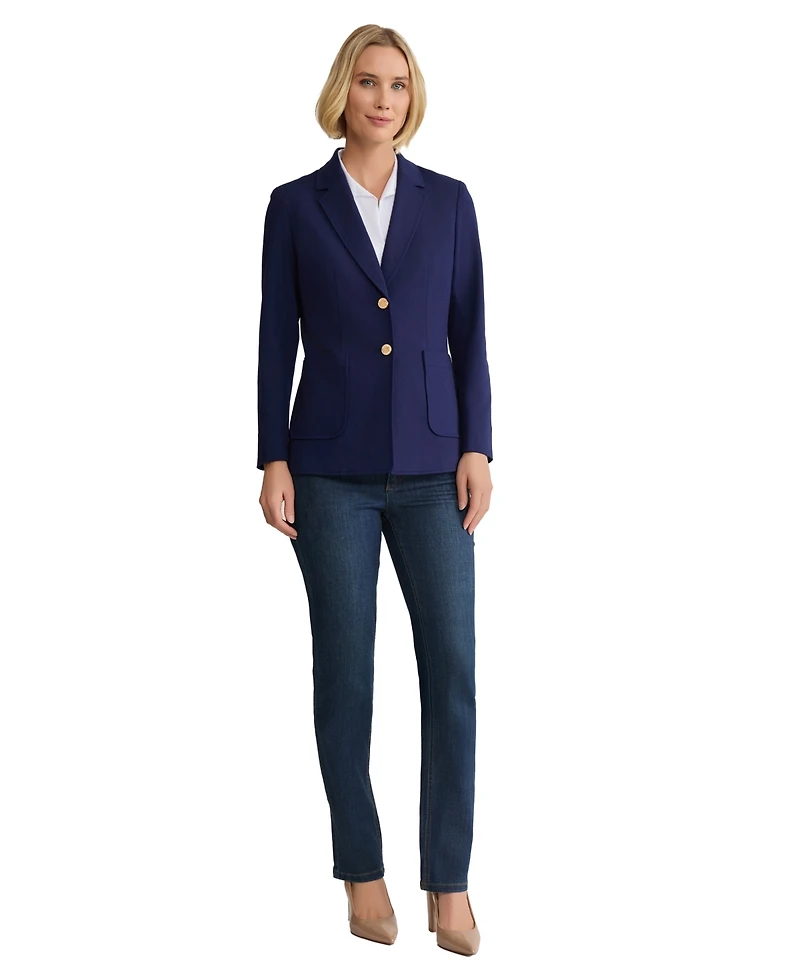 Jones New York Women's Two-Button Scrunch-Sleeve Jacket