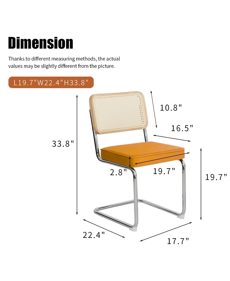 Streamdale Furniture Velvet Rattan Dining Chairs Chrome Legs (Set of 2)