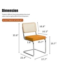 Streamdale Furniture Velvet Rattan Dining Chairs Chrome Legs (Set of 2)