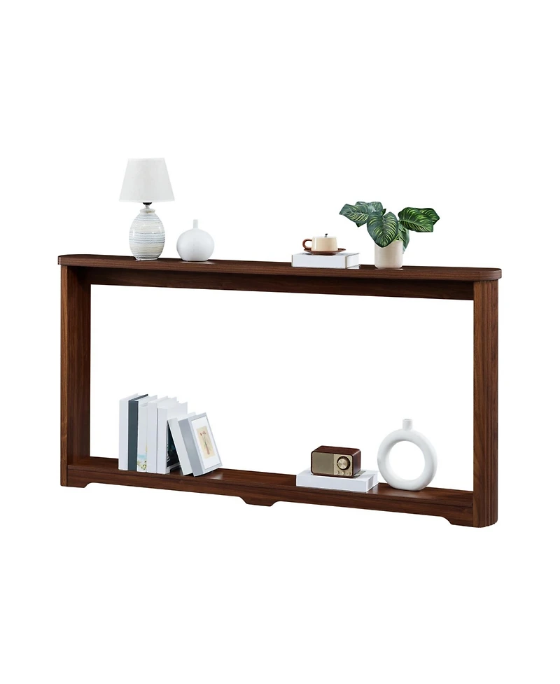 Streamdale Furniture 70" Walnut Console Table - Narrow Sofa/Entryway Table with Corrugated Texture