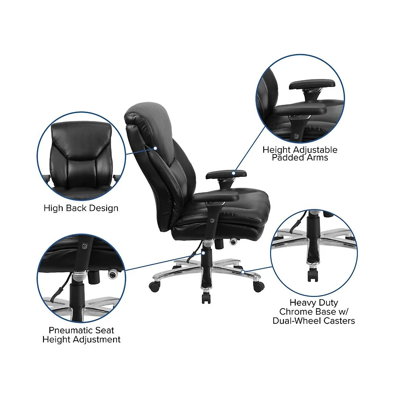 Emma+Oliver 24/7 400 lb. Big & Tall High Back Swivel Ergonomic Office Chair with Lumbar Knob