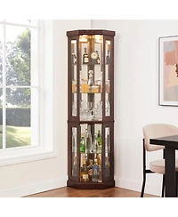 Streamdale Furniture Lighted Corner Curio Cabinet