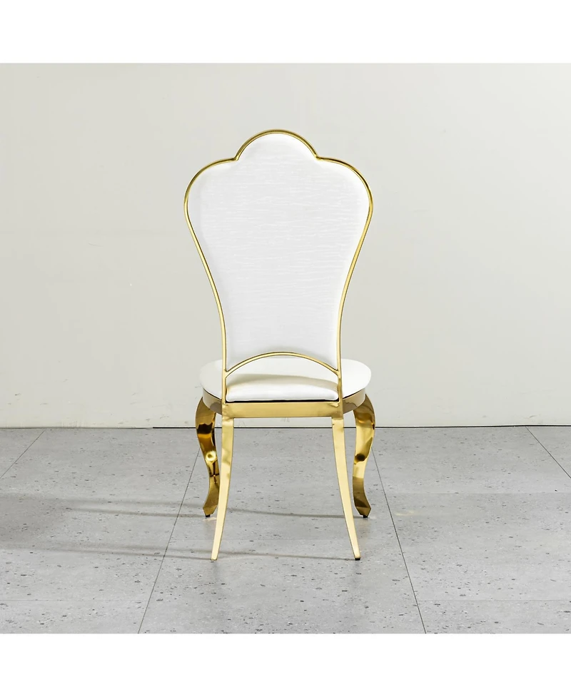 Streamdale Furniture Streamdale Dining chair stainless steel legs with white Pu leather set of 2pcs