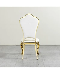 Streamdale Furniture Streamdale Dining chair stainless steel legs with white Pu leather set of 2pcs