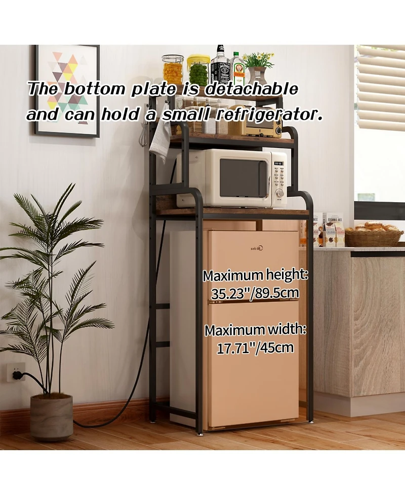 Streamdale Furniture Vintage 4-Tier Mini Fridge Stand with Storage