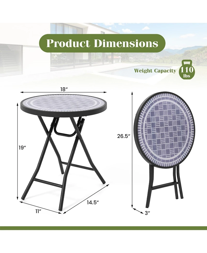 Costway 18" Folding Side Table Round Compact Coffee Table