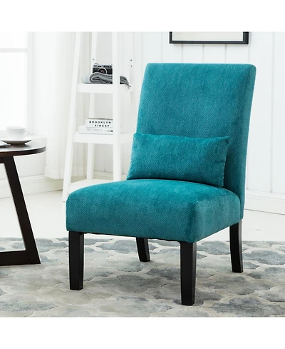 Streamdale Furniture Pisano Contemporary Chenille Fabric Armless Chair with Pillow