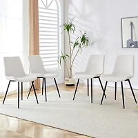 Streamdale Furniture White Faux Leather Dining Chair with Black Metal Legs