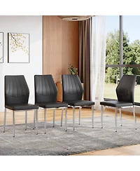 Streamdale Furniture Set of 4 Dining Chairs, Ergonomic Pu Backrest