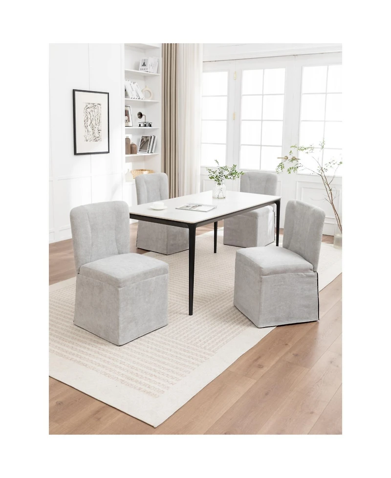 Streamdale Furniture Linen Dining Chairs, Modern Fabric Side Chairs, Padded Seat, Set of 2 (Gray