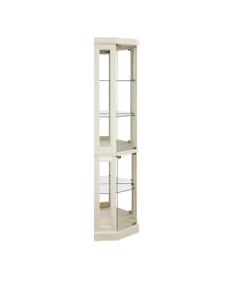 Streamdale Furniture Lighted Corner Curio Cabinet - Display Case - White