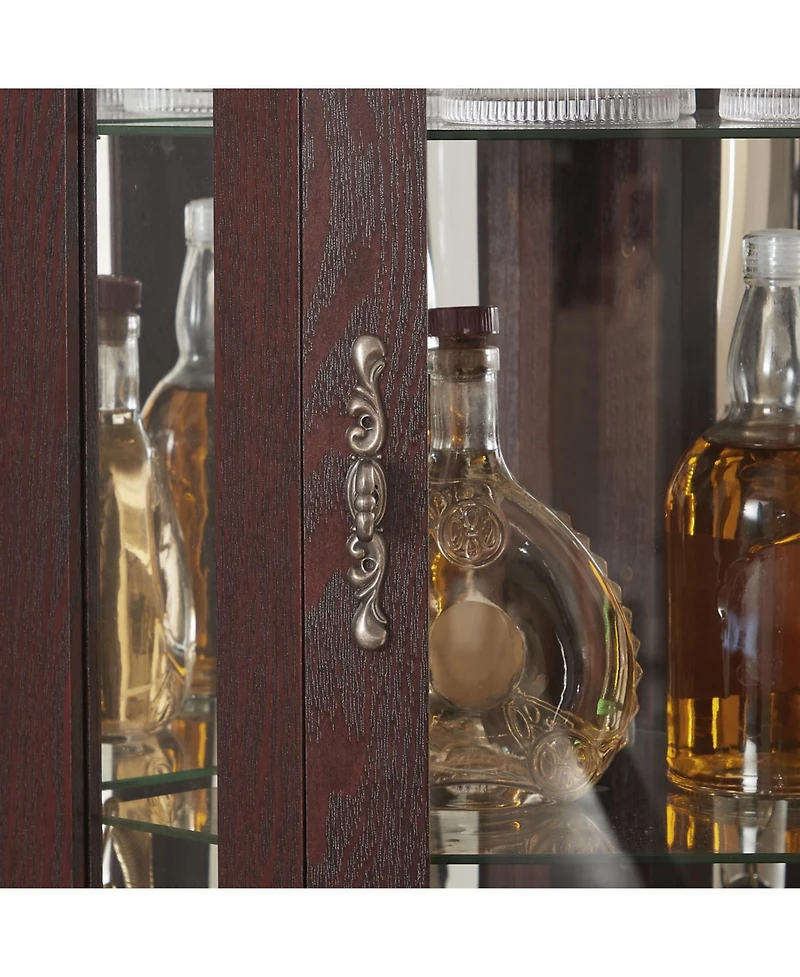 Streamdale Furniture Streamdale Lighted Corner Curio Cabinet - Glass Display - Dark Cherry