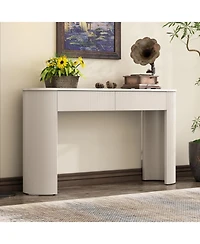 Streamdale Furniture Fluted Entryway Console Table with Drawers (Champagne White)
