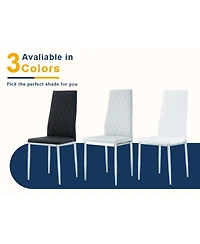 Streamdale Furniture 8-Set Leather Office Chairs: High-Back Diamond Quilted, 45D Foam Cushion. Black/White/Gray.