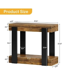 Tribesigns Narrow Wood End Table, 2-Tier Farmhouse Side Table for Living Room