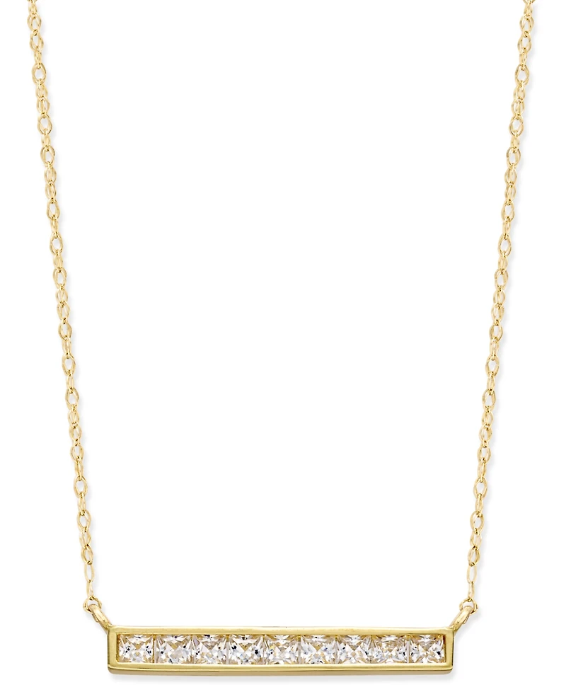 Cubic Zirconia Bar Pendant Necklace in 10k Gold