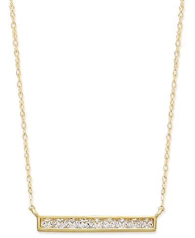 Cubic Zirconia Bar Pendant Necklace in 10k Gold