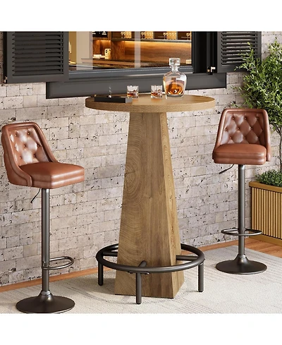 Tribesigns Bar Table, 37.4" High Round Pub Table for Small Spaces, Kitchen, Dining Room (Only Table)